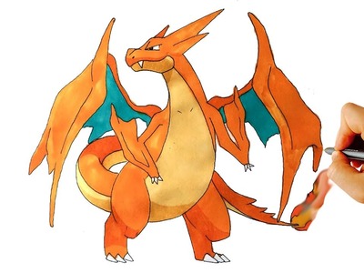 How to draw Mega Charizard Y from Pokémon X Y drawing lesson