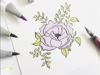 How to draw peonies for beginners | easy way |