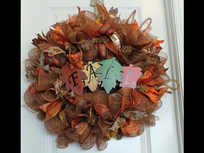 How to make a Fall Deco Mesh Wreath Poof Curl Method