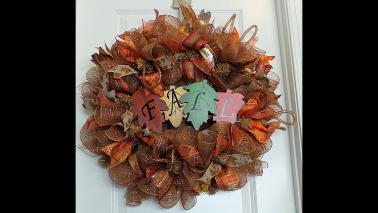 How to make a Fall Deco Mesh Wreath Poof Curl Method