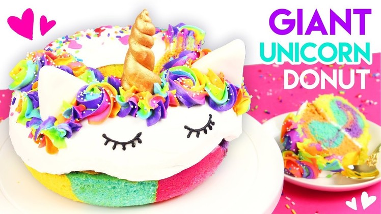 How to Make a GIANT Rainbow Unicorn Donut Cake! ????