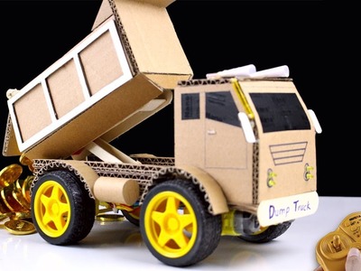 How to make RC Dump Truck from Cardboard - Mr H2 Diy Remote Control Car at home