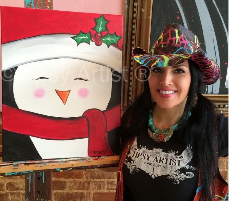 How to Paint a Penguin - A Christmas Penguin by the Tipsy Artist