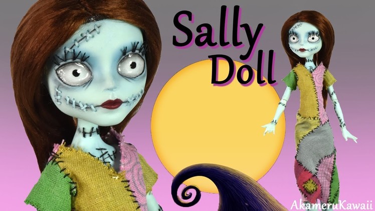 How to: Sally "Nightmare before Christmas" inspired Doll - Halloween Monster High Repaint Tutorial