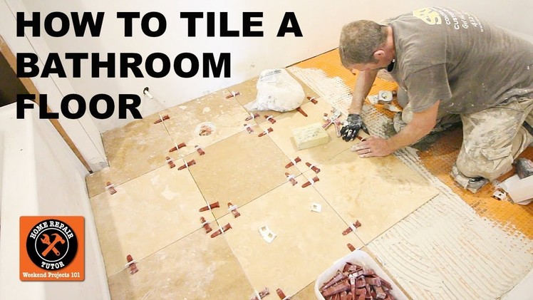How to Tile a Bathroom Floor. Travertine Tile Over DITRA (Step-by-Step) -- by Home Repair Tutor
