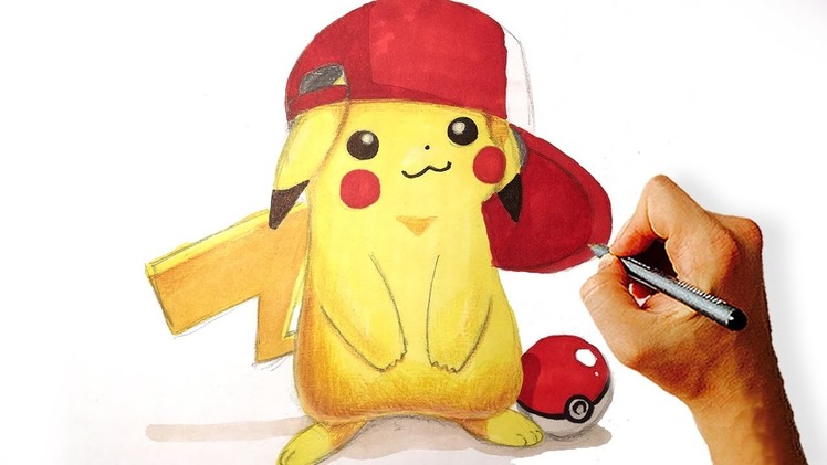 LIVE - Pikachu with Hat Pokemon DRAWING