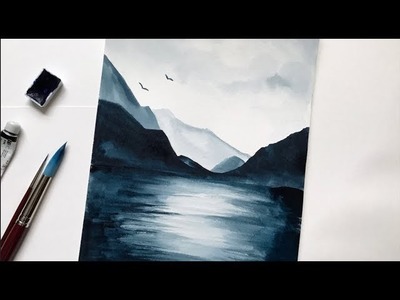 Mountain & Lake Watercolor Tutorial Step by Step Easy