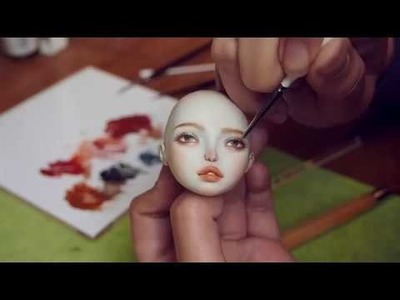 Porcelain doll makeup with China Paint -Manu 1st  face up