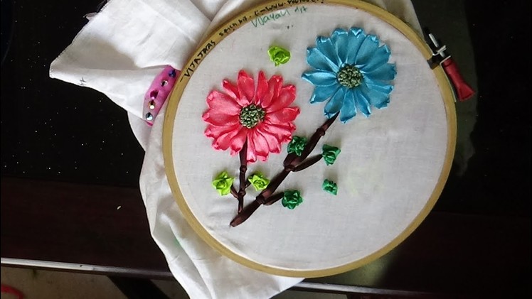 Ribbon Embroidery  Design  -  Simple and easy flower design