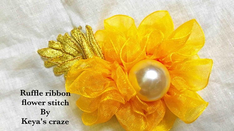 Ribbon hand embroidery | Ruffle ribbon flower embroidery | Keya's craze | 23