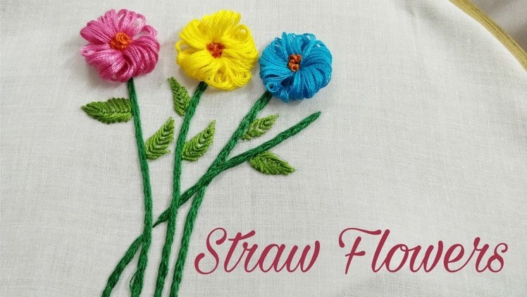 Straw.Tube Flowers (Hand Embroidery Work)