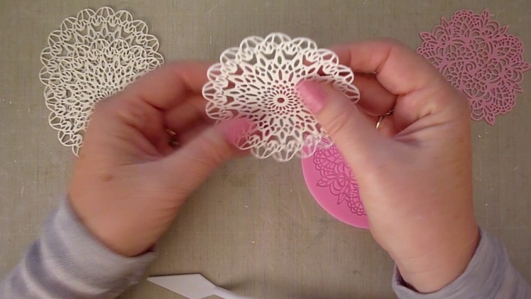 Using silicone molds for lace making for cards (No cards made, but some examples)