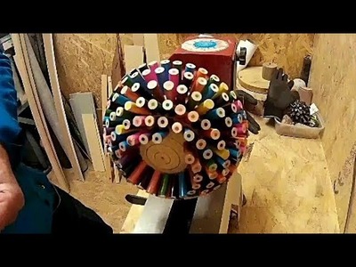 Woodturning-Coloured Pencil Explosion Bowl