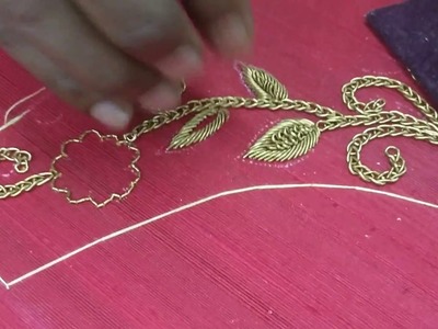 Zardosi Leaf Embroidery Work Tutorial