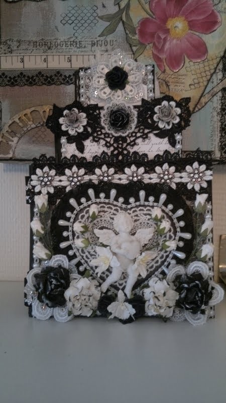 Black and white cake mini album for Annie, Wild Orchid Crafts DT project