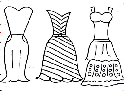 Coloring Pages Dresses For Girls l Polkadots Drawing Pages To Color For Kids l Learn Rainbow Colors