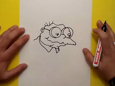Como dibujar a Hans topo paso a paso - Los Simpsons | How to draw Hans Moleman - The Simpsons