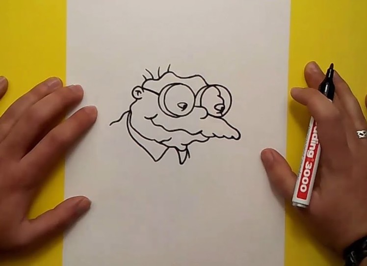 Como dibujar a Hans topo paso a paso - Los Simpsons | How to draw Hans Moleman - The Simpsons