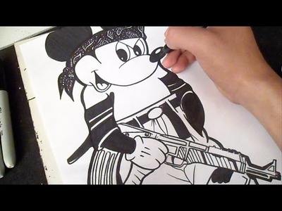 Cómo dibujar a Mickey Mouse Gangsta (Wizard) Graffiti - Special 5 mil Subs!!!