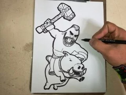 COMO DIBUJAR AL MONTAPUERCOS - CLASH ROYALE. how to draw pig push - clash royale