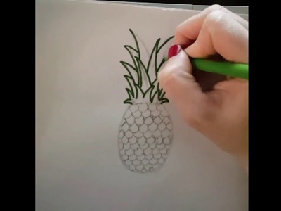 Como dibujar una piña facil paso a paso - how to draw a pinapple