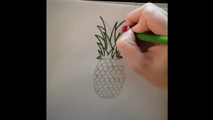 Como dibujar una piña facil paso a paso - how to draw a pinapple