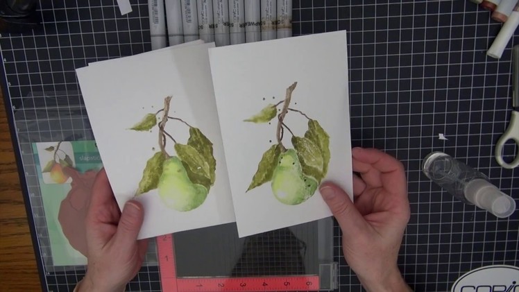 Creating a Watercolor Pear using a Misti Stamping Tool and Copics