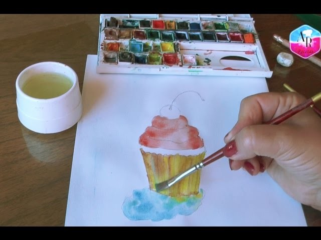 DECORAR TU CUADERNO FACIL Y BONITO: como dibujar cupcake en acuarela