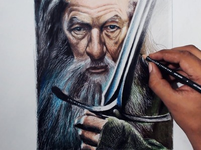 Drawing Gandalf (Ian McKellen) - Lord of the rings - Prismacolor pencils