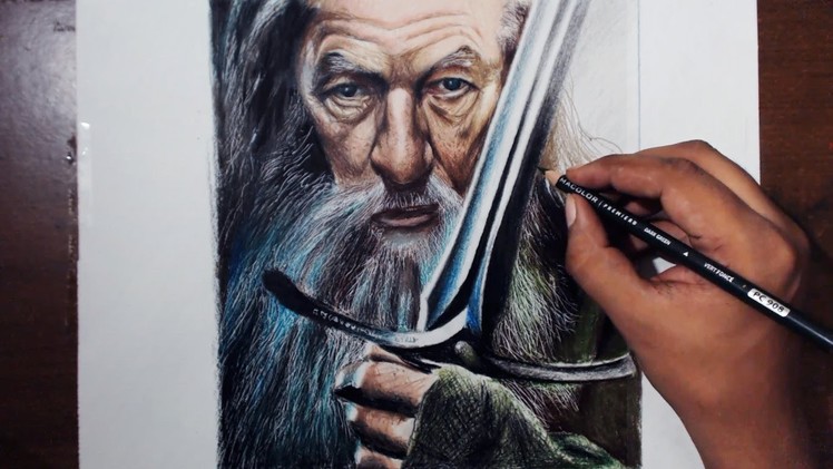 Drawing Gandalf (Ian McKellen) - Lord of the rings - Prismacolor pencils