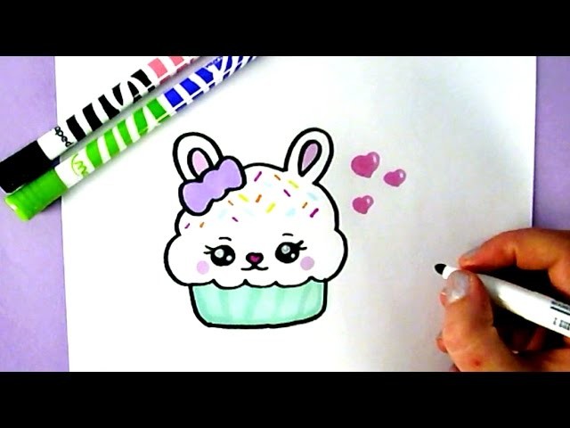 How To Draw A Cute Bunny Cupcake, Cute Food Drawings