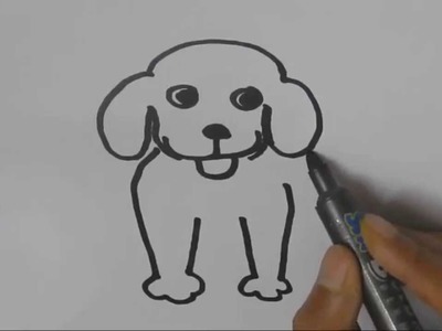 How to draw a Dog - in easy steps for children, kids, beginners