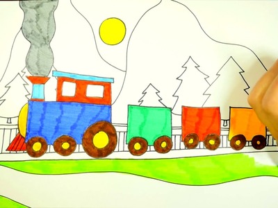 How To Draw A Train, Step By Step, For Kids (EASY)