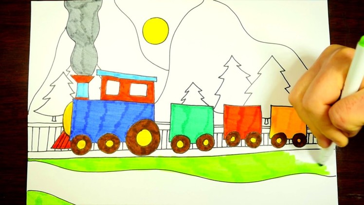 How To Draw A Train, Step By Step, For Kids (EASY)