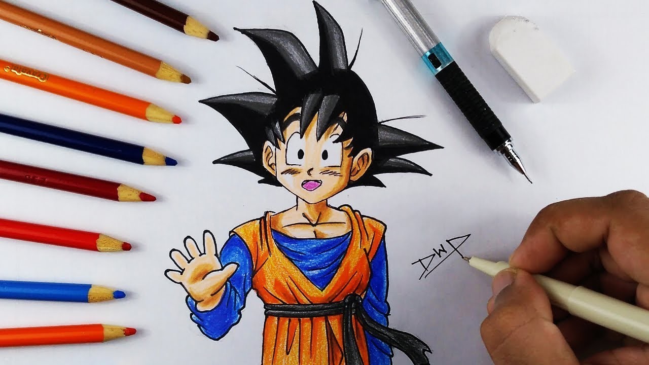How to draw GOTEN from DRAGON BALL Z DBZ Character Drawing.