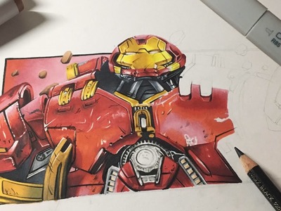 How to draw Hulkbuster Copic Sketch