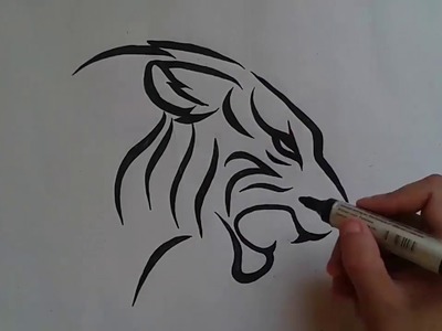 °°°How to draw tiger  tattoo. .طرسقة رسم نمر وشم