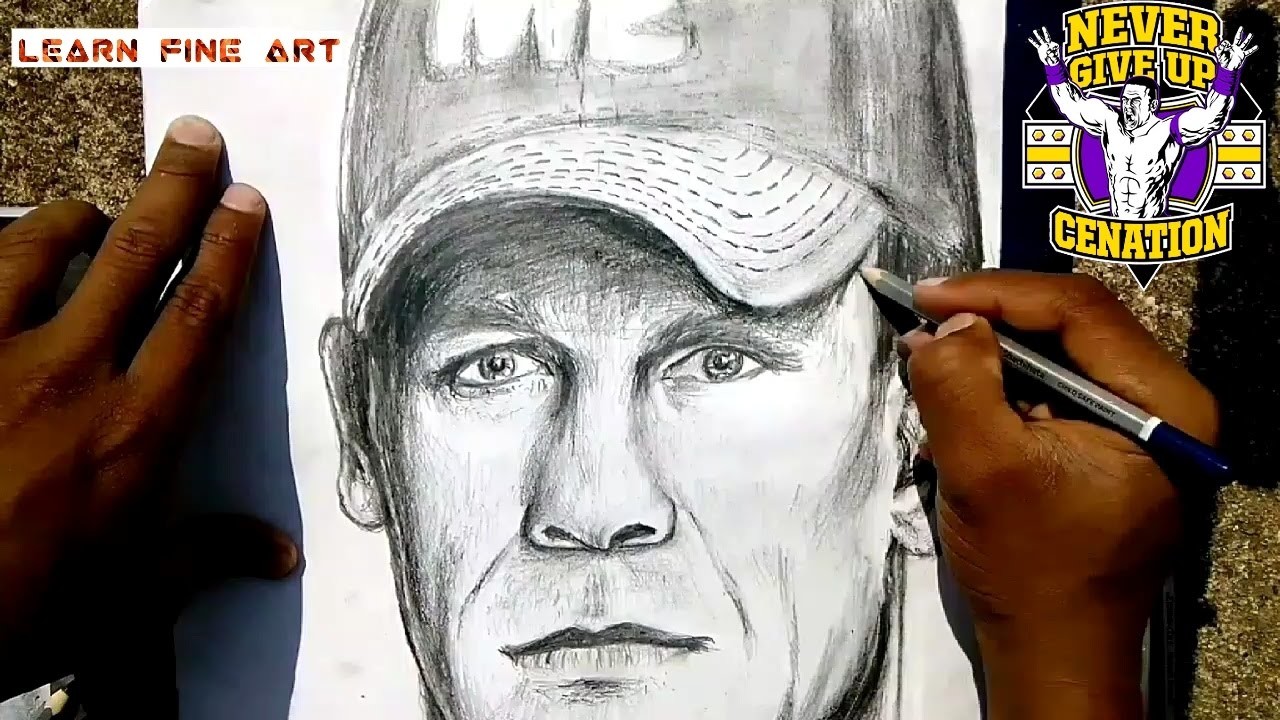 How to draw WWE SUPERSTAR John Cena Learn Fine Art