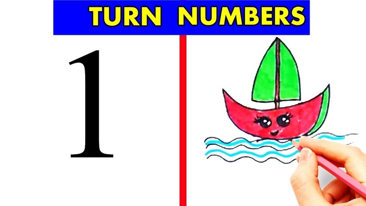 How To Turn Numbers " 1 & 2 " Into Cartoon - Doodle art for kids - #1
