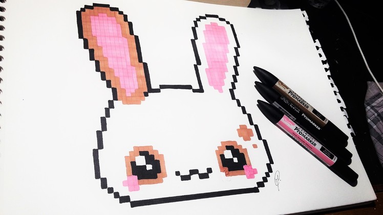 Kawaii Rabbit Drawing - Easy Pixel Art