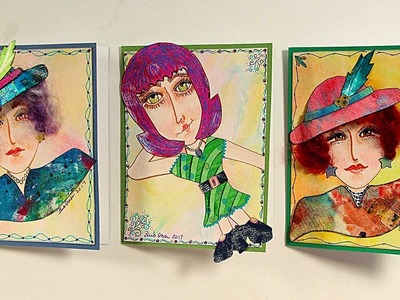 Mixed Media Fun Faces Cards  with Barb Owen - HowToGetCreative.com