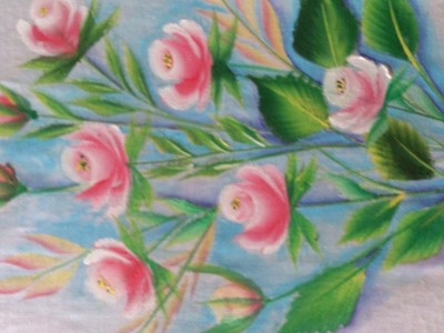 One stroke painting for beginners. one stroke fabric painting flowers and leaves. rose buds.