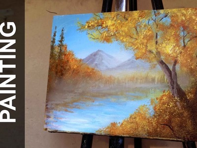 Painting a Autumn Forest Landscape with Acrylics in 10 Minutes