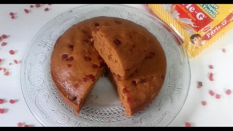 सुपर टेस्टी बिस्कुट केक  | Eggless Biscuit Cake in Cooker | Parle G Biscuit Cake without ENO