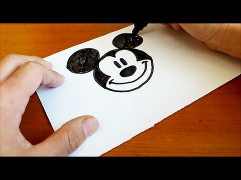 Very Easy !  How to Draw a Disney Mickey Mouse - art on paper for kids