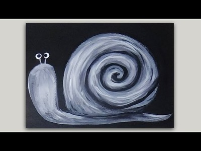 Acrylic Painting Cute Black and White Snail