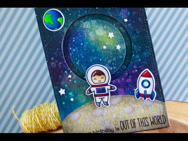 Galaxy Background Slider Card | Copic Coloring | Lawn Fawn