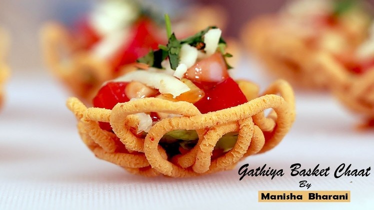 Gathiya Basket Chaat Crispy Party Starter  - Appetizer Idea  - Diwali Special Easy Recipe