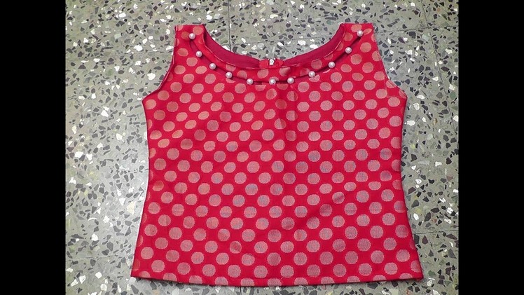 Latest pearl boat neck crop top cutting and stitching.