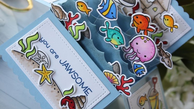 Lawn Fawn | Under the Sea Birthday Scalloped Box Card Pop Up